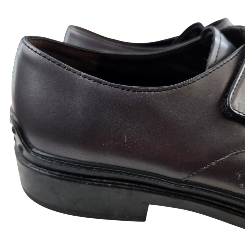 Tod's Shoes Womens 39 9 Single Monk Strap Dark Metallic Pewter Leather Luxury - Picture 2 of 12